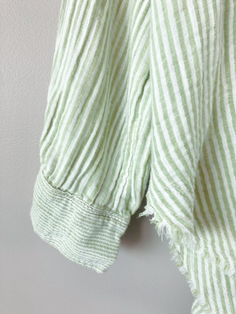 Free People Sage green striped shirt medium oversized top lightweight top - Picture 5 of 15